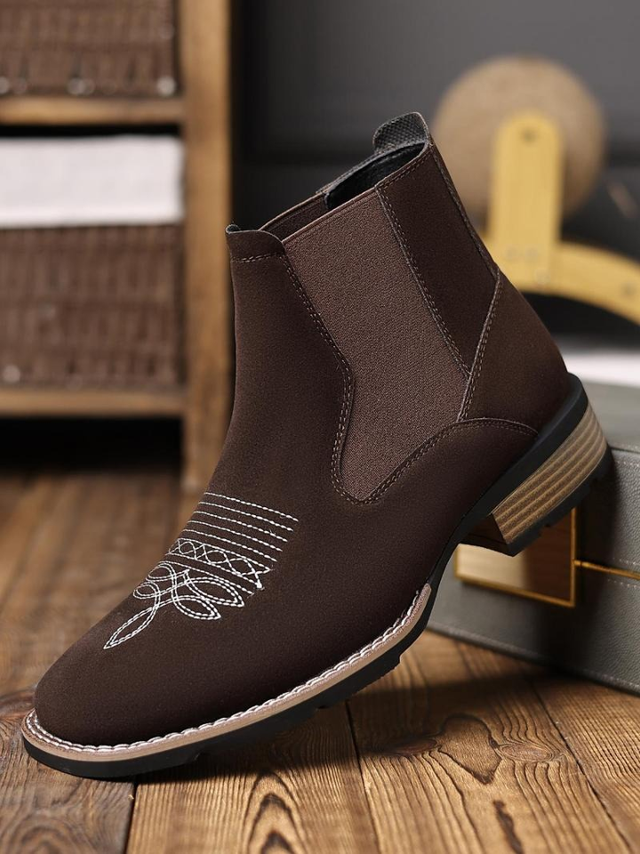 Men's Business Embroidering Design Ankle Boots