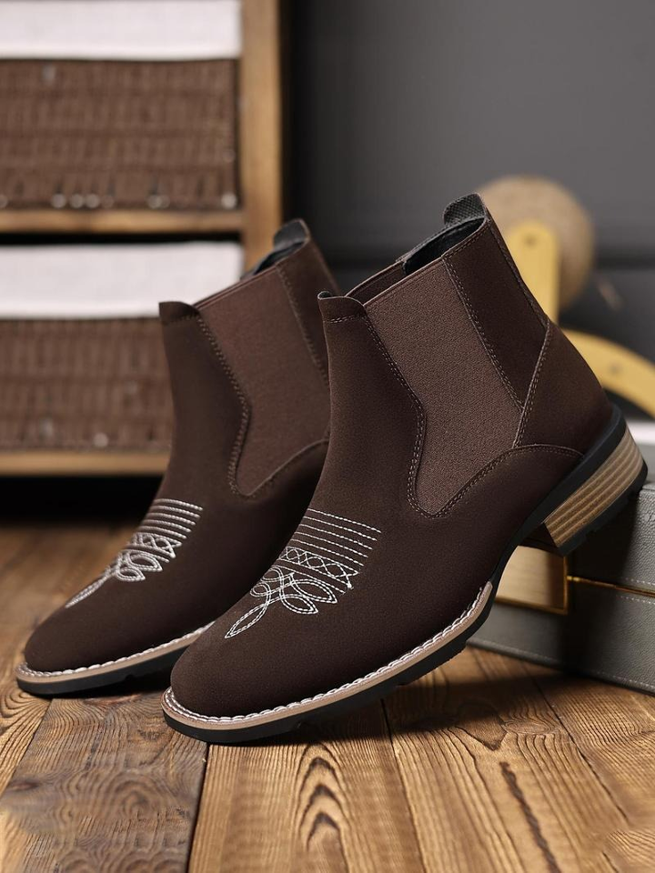 Men's Business Embroidering Design Ankle Boots