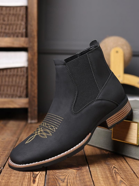 Men's Business Embroidering Design Ankle Boots