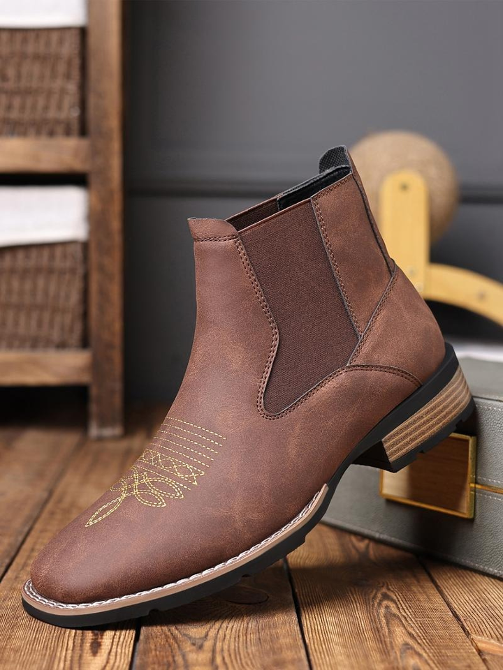 Men's Business Embroidering Design Ankle Boots