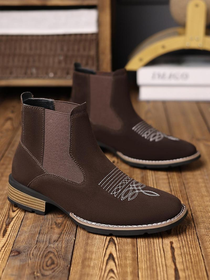 Men's Business Embroidering Design Ankle Boots