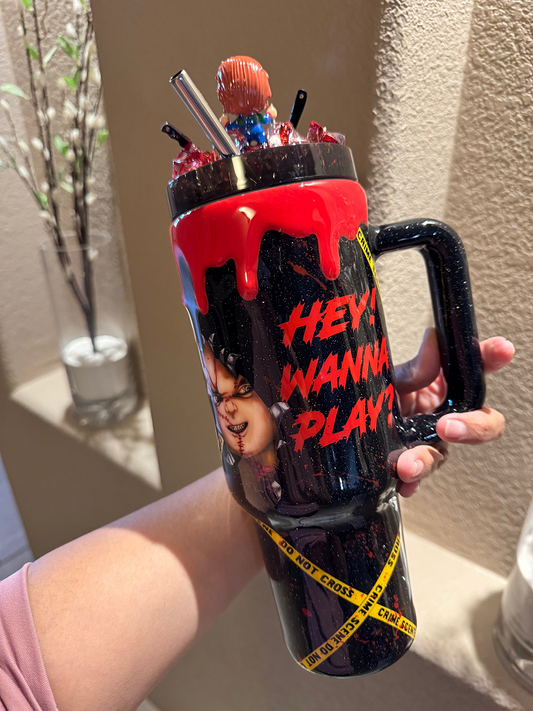 Chucky-Themed 40 oz Glitter Tumbler