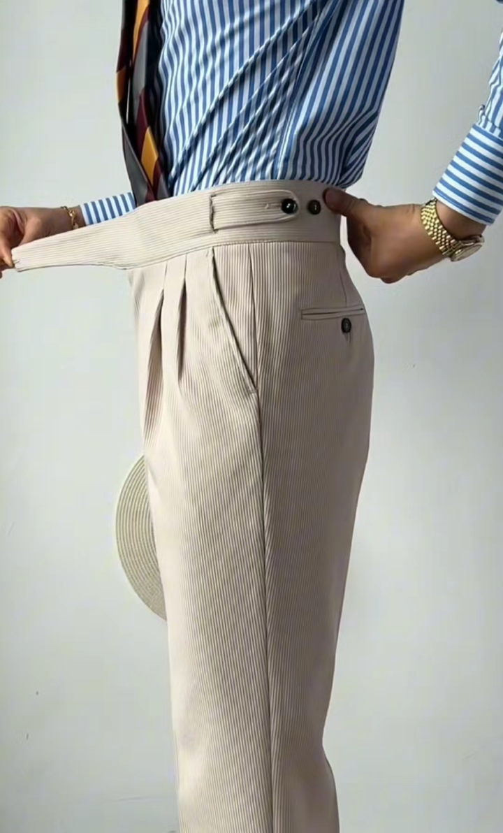 Men's High-Waisted Straight-Leg Pants