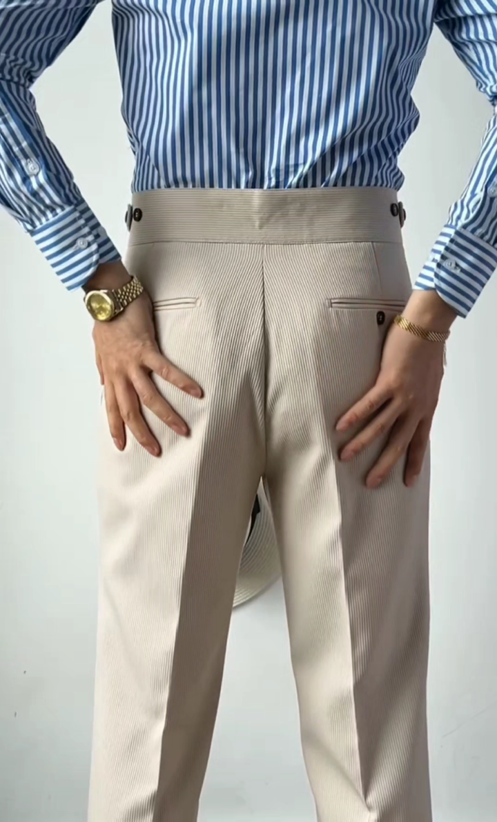 Men's High-Waisted Straight-Leg Pants