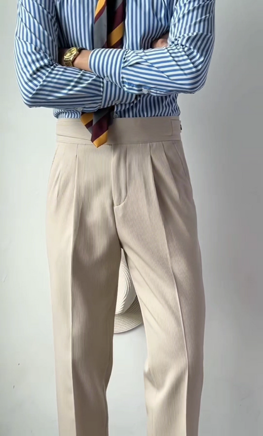 Men's High-Waisted Straight-Leg Pants