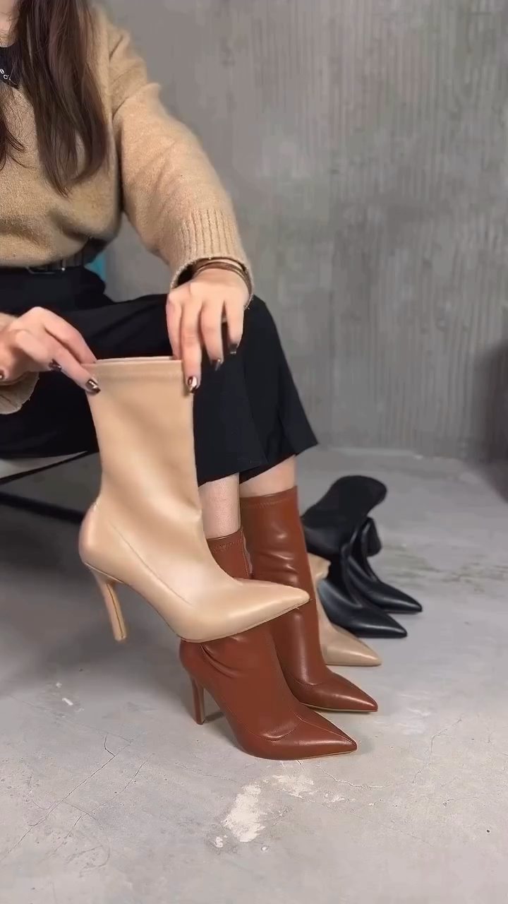 Women's High-Elasticity Cowhide Boots