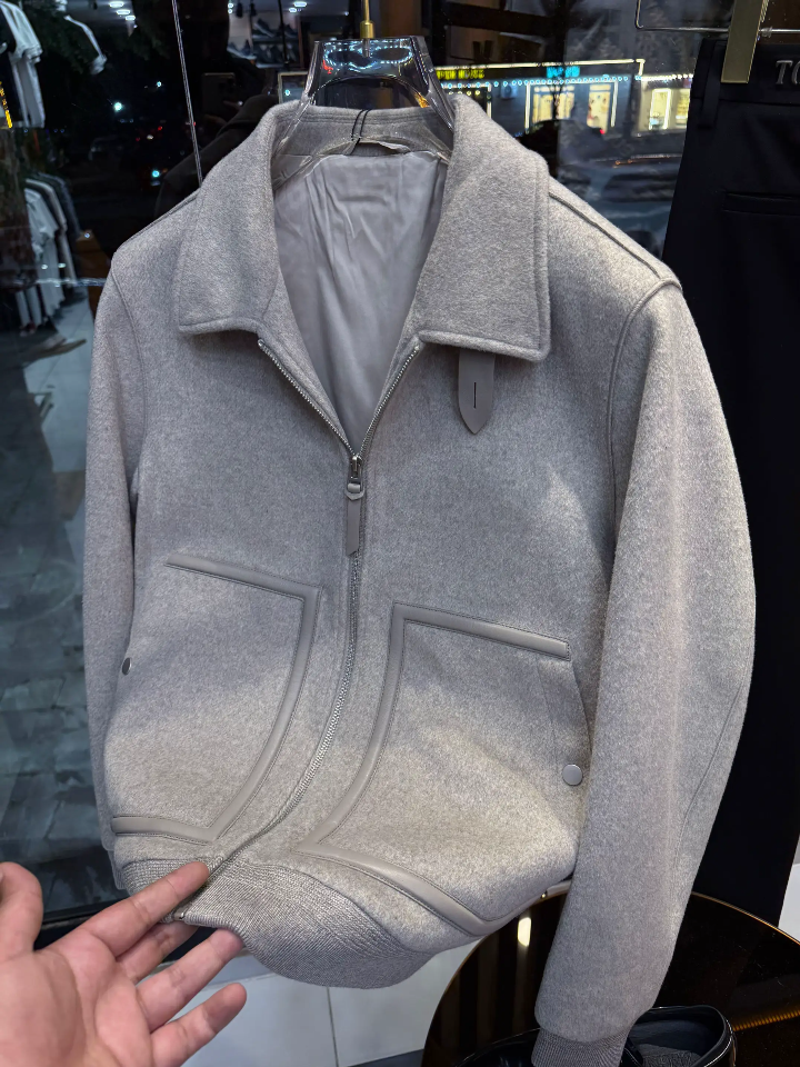 Gray cashmere knit jacket