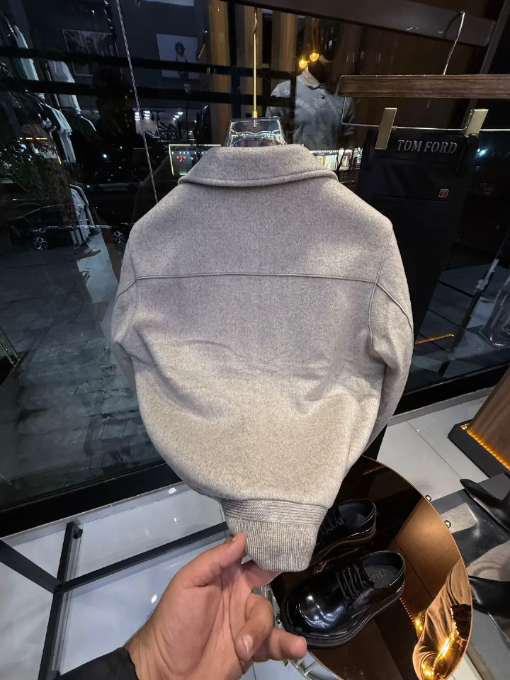 Gray cashmere knit jacket