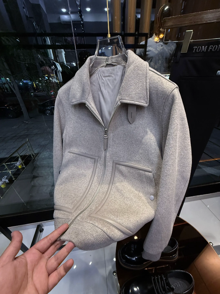 Gray cashmere knit jacket