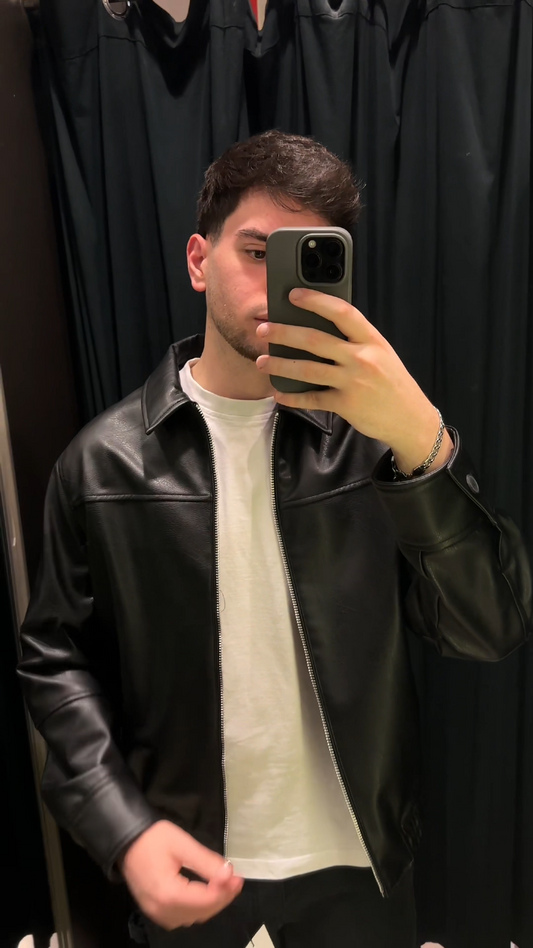 Black Minimalist Leather Jacket