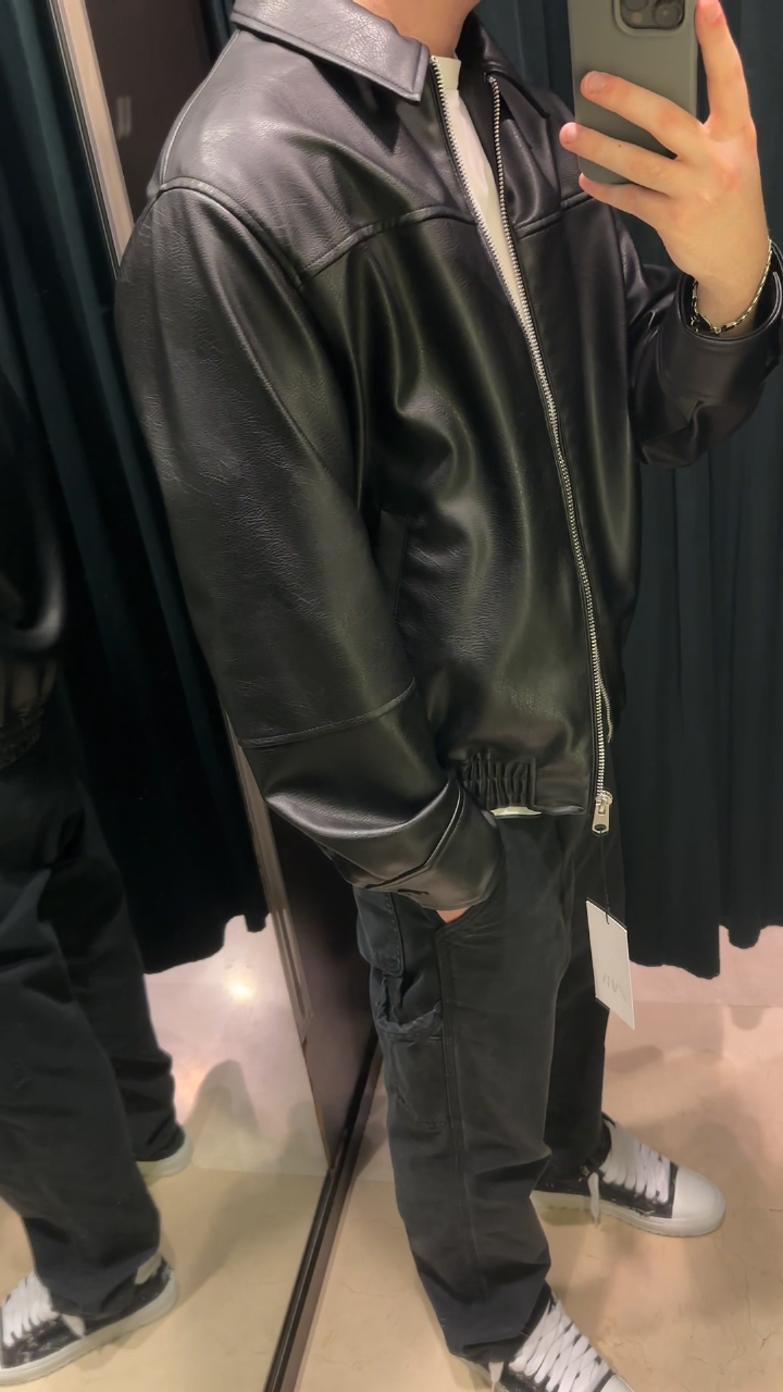 Black Minimalist Leather Jacket