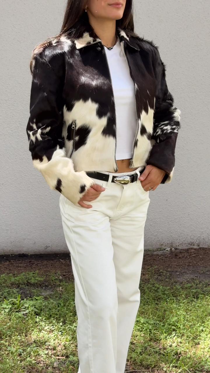 Animal-print Leather Evening Jacket