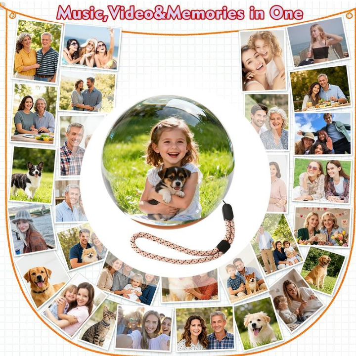 2.7" Crystal Ball Digital Photo Album Electronic ball– DIY Video Display Sphere – Customizable Gift with Electronic Screen – Great for Couples, Pets, Memories