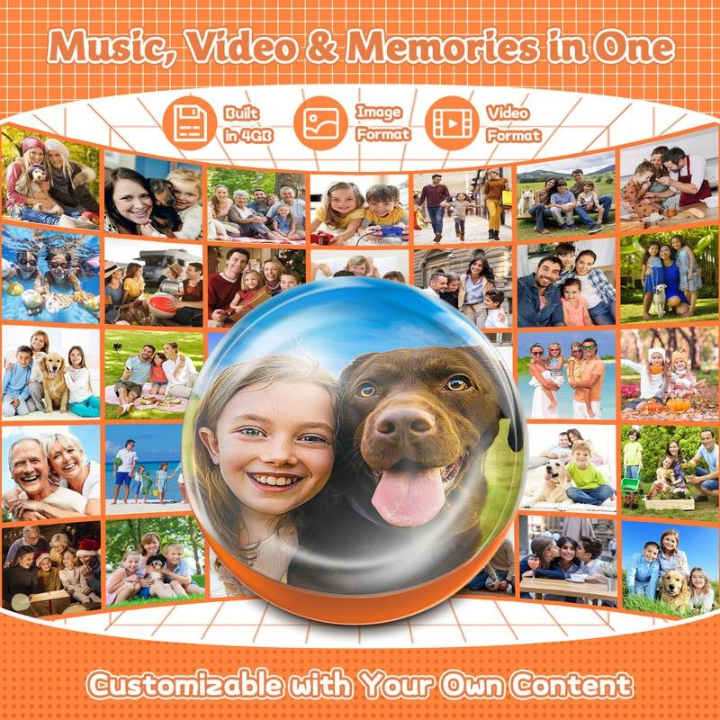 2.7" Crystal Ball Digital Photo Album Electronic ball– DIY Video Display Sphere – Customizable Gift with Electronic Screen – Great for Couples, Pets, Memories