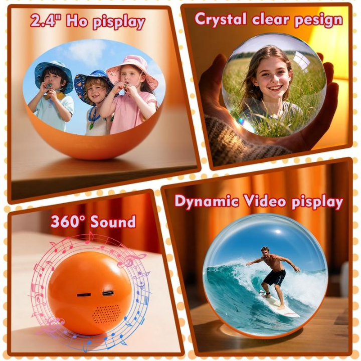 2.7" Crystal Ball Digital Photo Album Electronic ball– DIY Video Display Sphere – Customizable Gift with Electronic Screen – Great for Couples, Pets, Memories