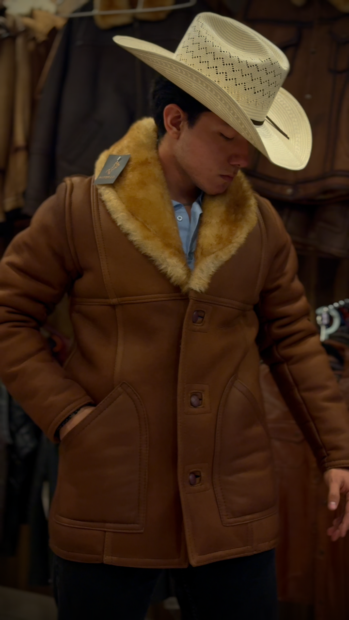 Men's Mid-Length Leather Jacket for Winter