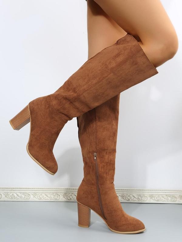 Women's Fashionable Solid Zipper Design Boots