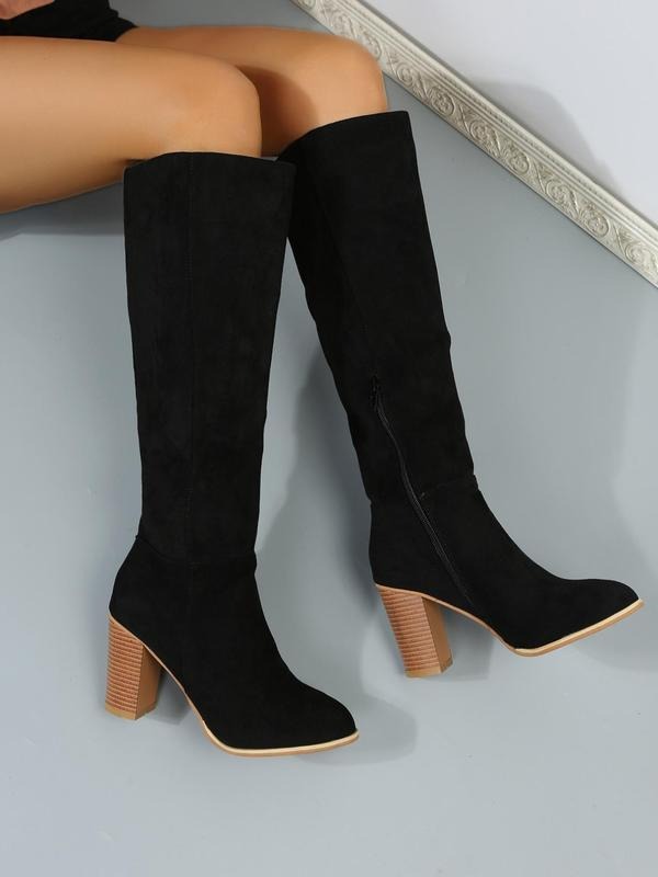 Women's Fashionable Solid Zipper Design Boots