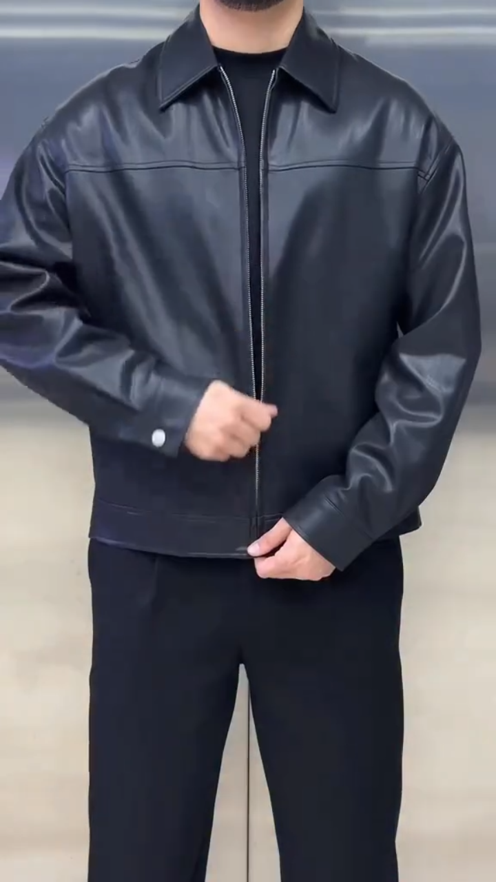 2026 Men's Black Leather Jacket