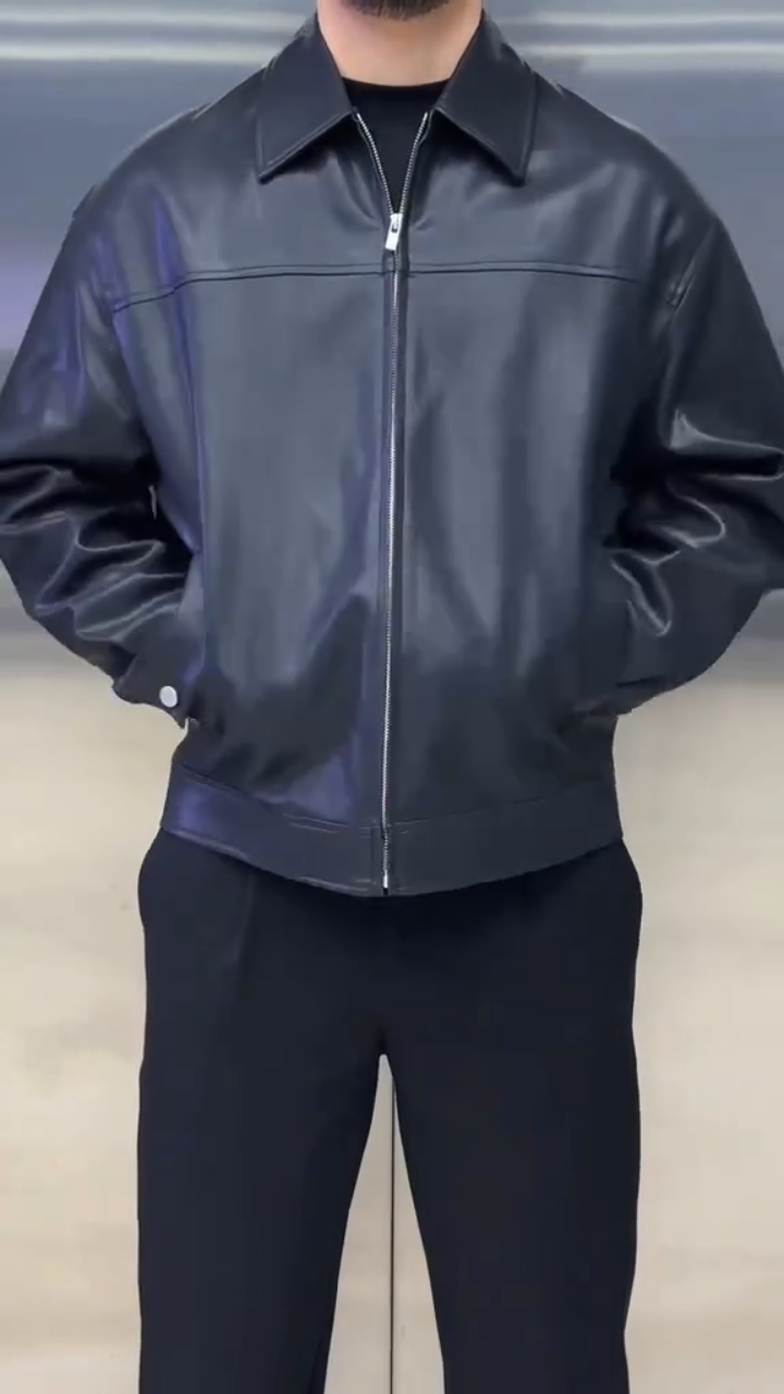 2026 Men's Black Leather Jacket