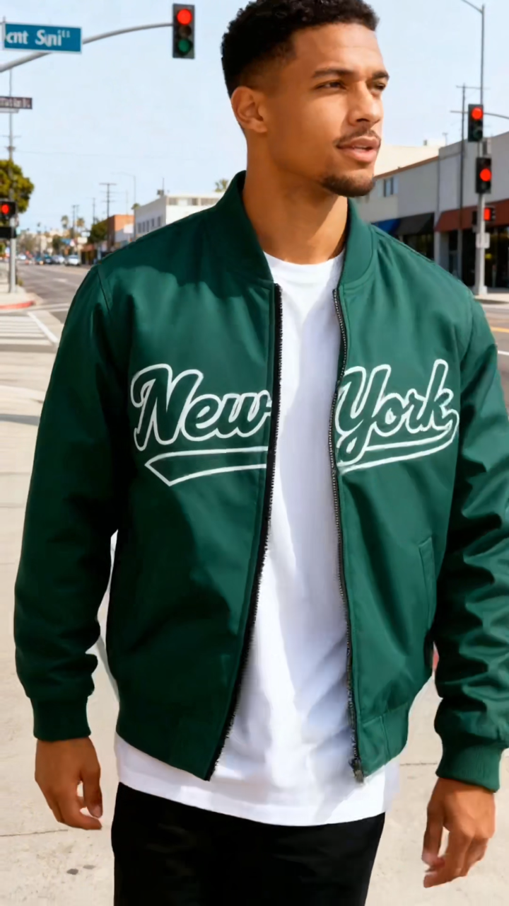 Letter Print Men's Lightweight Sports Jacket