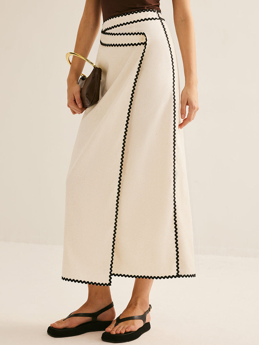 Wave edge midi skirt + Black vest