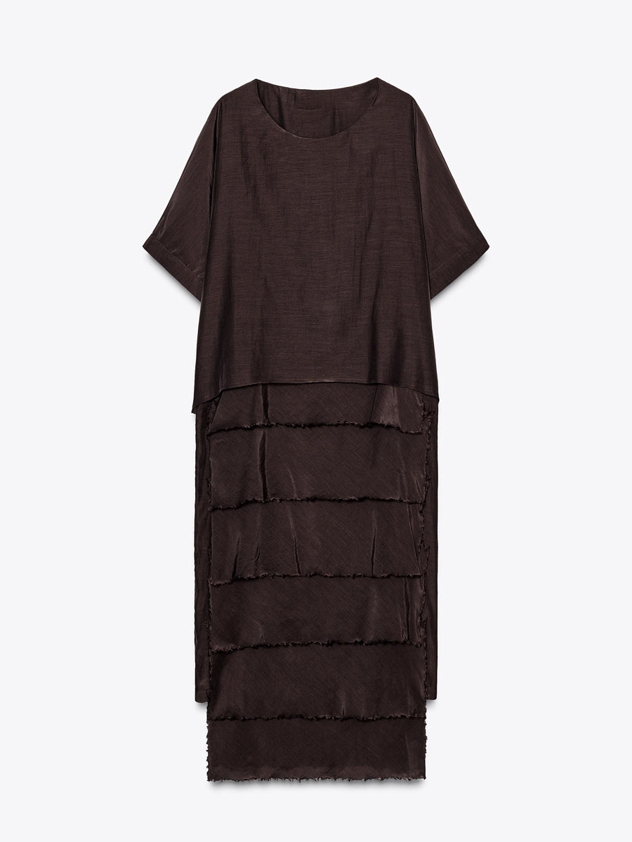 Ruffled Hem Side Slit Midi Dress