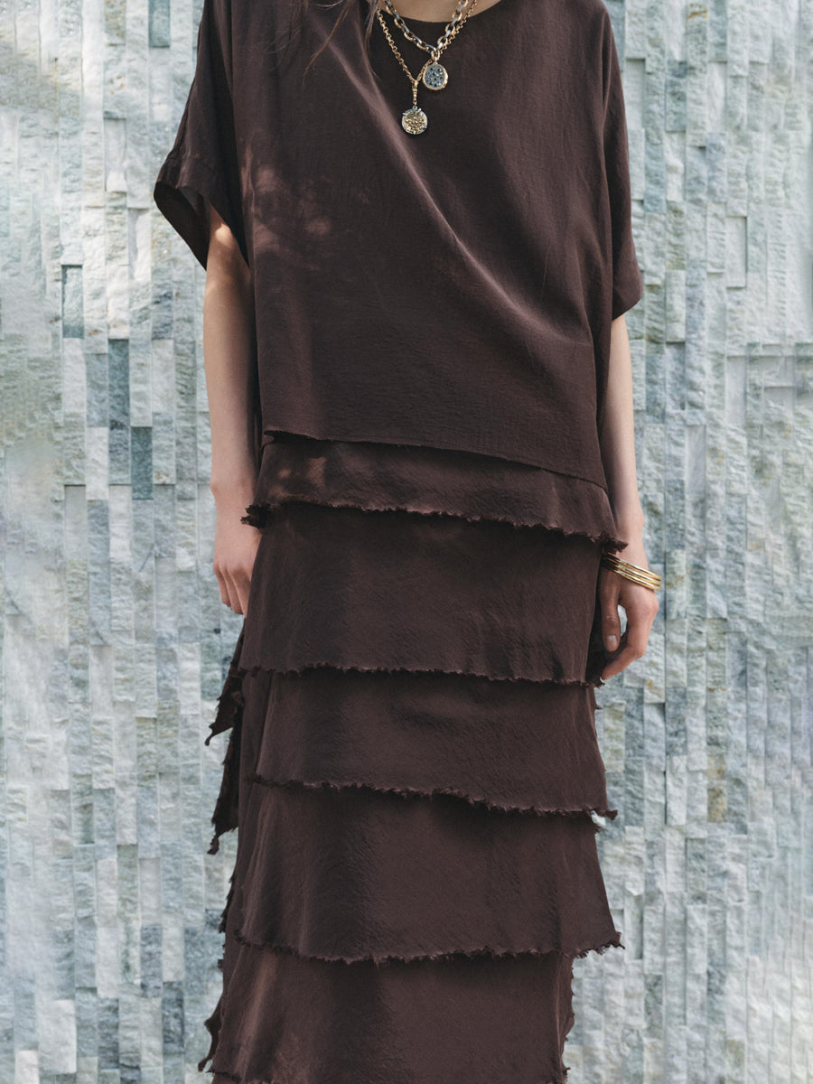 Ruffled Hem Side Slit Midi Dress