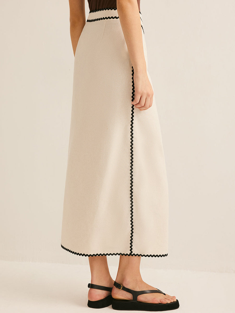 Wave edge midi skirt + Black vest